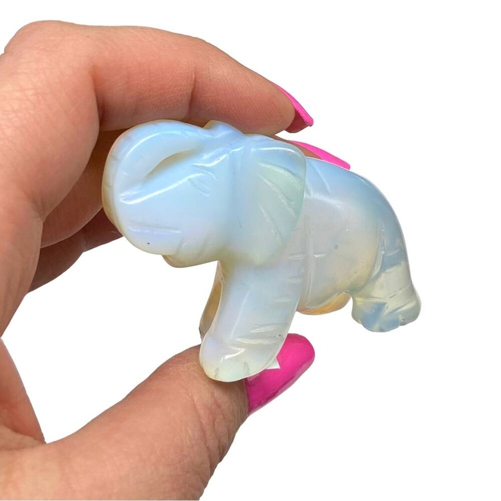 Opalite Elephant Crystal Carving Carved Gift Decor Animal Figurine Crystal - Picture 4 of 6